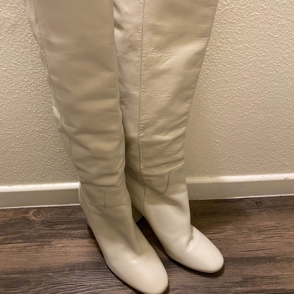 Winter white calf length boots